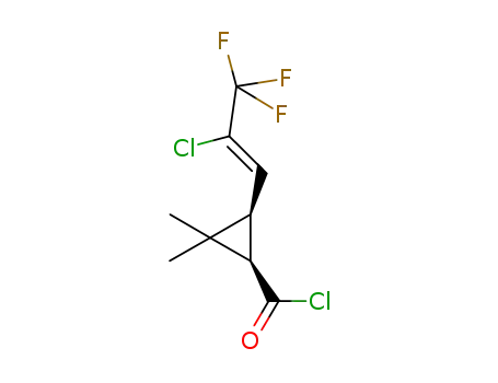 Molecular Structure of 139237-90-4 ((1R,3S)-3-[(Z)-2-chloro-3,3,3-trifluoro-prop-1-enyl]-2,2-dimethyl-cyclopropane-1-carbonyl chloride)
