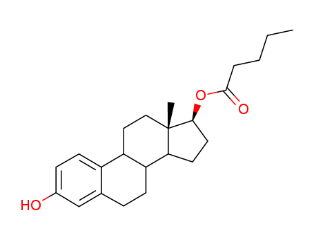 979-32-8,Estradiol valerate,979-32-8;component of Mal-O-Fem L.A;Repo-Estra;Estra-1,3,5(10)-triene-3,17-diol (17-beta)-, 17-pentanoate;Estraval;Delestrogen;Primogyna;Estroval-10;Estraval PA;Estradiol valerate (VAN);Primogyn-Depot;Delahormone unimatic;Femogen-L.A.;Estra-1,3,5(10)-triene-3,17-diol (17a)-,esters,17-pentanoate;Valerato de estradiol [INN-Spanish];Estradiol 17beta-valerate;Exten strone;Deluteval 2X;Climaval;Estradiol-17-valerate;Gynogen L.A. 40;Oestradiol-17b-valerate;[(8S,9S,13S,14S,17S)-3-hydroxy-13-methyl-6,7,8,9,11,12,14,15,16,17-decahydrocyclopenta[a]phenanthren-17-yl] pentanoate;Progynon-Depot;Femogex;Depo estro med;Estate;Estradiol valerianate;Oestradiol valerate;Progynova;Deladumone (TN);component of Deladumone;Postoval;Ronfase;Atladiol;Estradiol, 17-valerate;Estra-1,3, 5 (10)-triene-3,17-diol (17.beta.)-, 17-pentanoate;Estradiol valerate [USAN:INN:JAN];