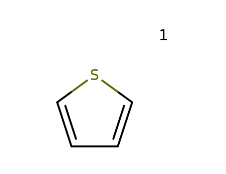 110-02-1,Thiophene,CP34;Divinylene sulfide;Furan, thio-;Huile H50;Huile HSO;NSC 405073;Thiacyclopentadiene;Thiaphene;Thiofuran;Thiofurfuran;Thiole;Thiotetrole;Thiophen;