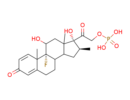 Pregna-1,4-diene-3,20-dione,9-fluoro-11,17-dihydroxy-16-methyl-21-(phosphonooxy)-, (11b,16a)-(312-93-6)