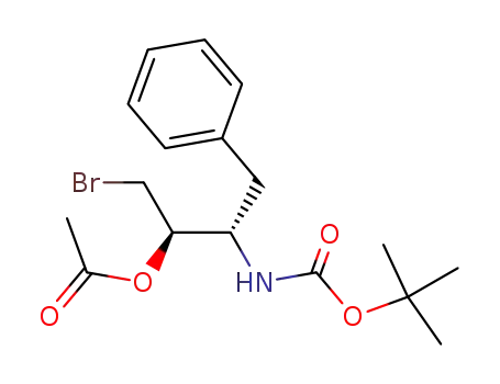 Molecular Structure of 200616-28-0 (Acetic acid (1R,2S)-1-bromomethyl-2-tert-butoxycarbonylamino-3-phenyl-propyl ester)