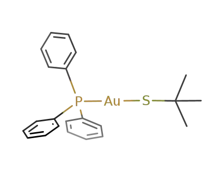 Molecular Structure of 122711-31-3 ((triphenylphosphane)gold(I) tert-butylthiolate)