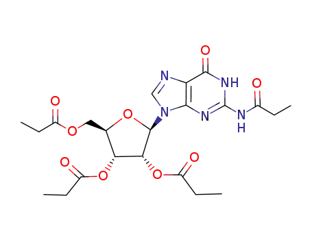 Molecular Structure of 90742-12-4 (2',3',5'-tri-O-propionyl-N<sup>2</sup>-propionylguanosine)