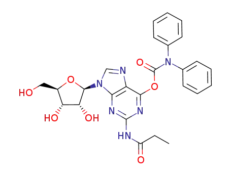 Guanosine, N-(1-oxopropyl)-, 6-(diphenylcarbamate)