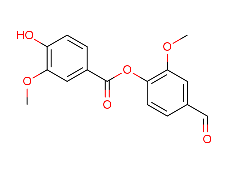 Molecular Structure of 100644-89-1 (Benzoic acid, 4-hydroxy-3-methoxy-, 4-formyl-2-methoxyphenyl ester)