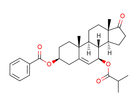 Molecular Structure of 188176-04-7 (Benzoic acid (3S,7R,8R,9S,10R,13S,14S)-7-isobutyryloxy-10,13-dimethyl-17-oxo-2,3,4,7,8,9,10,11,12,13,14,15,16,17-tetradecahydro-1H-cyclopenta[a]phenanthren-3-yl ester)