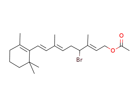 Molecular Structure of 388075-83-0 ((2E,6E,8E)-4-bromo-3,7-dimethyl-9-(2,6,6-trimethyl-1-cyclohexenyl)-2,6,8-nonatrienyl acetate)