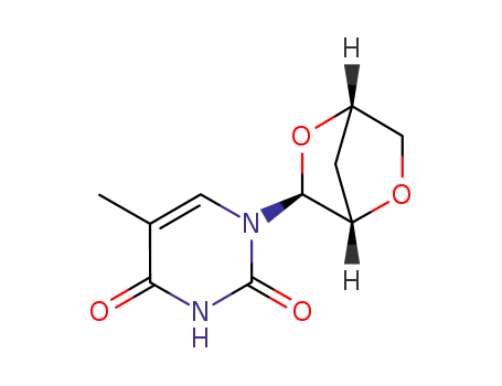 Molecular Structure of 134660-21-2 (1-(2,5-anhydro-3-deoxy-α-D-threo-pentofuranosyl)thymine)