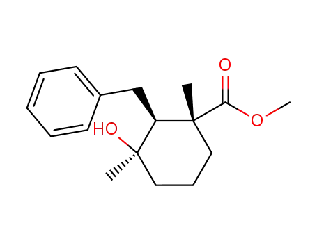 neutrale Frakt<sub>.</sub> v. Kp(0,3) 125-130grad aus rac.-2-cis-Benzyl-1-trans-methoxycarbonyl-3-cis-hydroxy-1ref.3-trans-dimethyl-cyclohexan