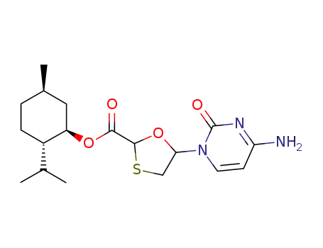 Molecular Structure of 147126-73-6 (5-(4-Amino-2-oxo-1(2H)-pyrimidinyl)-1,3-oxathiolane-2-carboxylic acid 5-methyl-2-(1-methylethyl)cyclohexyl ester)