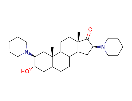 13522-14-0,Androstan-17-one, 3-hydroxy-2,16-di-1-piperidinyl-,(2,3,5,16)-(9CI),5a-Androstan-17-one, 3b-hydroxy-2b,16b-dipiperidino- (8CI);(2b,3a,5a,16b)-3-Hydroxy-2,16-di-1-piperidinylandrostan-17-one;2b,16b-Dipiperidino-5a-androstan-3a-ol-17-one;3beta-Hydroxy-2beta,16beta-dipiperidino-5-alpha-androstan-17-one;