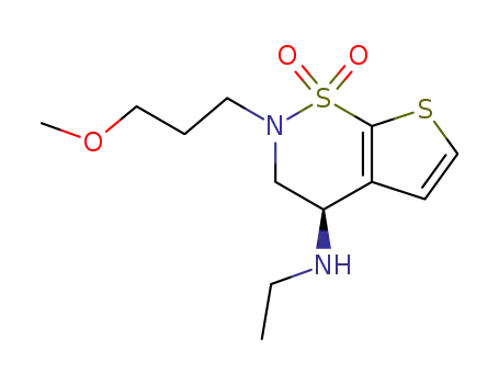 Molecular Structure of 1029324-92-2 ((R)-3,4-dihydro-4-(N-ethylamino)-2-(3-methoxy)propyl-2H-thieno[3,2-e]-1,2-thiazine-1,1-dioxide)
