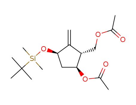 Molecular Structure of 1383812-10-9 (((1R,3R,5S)-5-acetoxy-3-(tert-butyldimethylsilyloxy)-2-methylenecyclopentyl)methyl acetate)