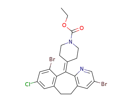 Molecular Structure of 193276-46-9 (4-<3,10-dibromo-8-chloro-5,6-dihydro-11H-benzo-<5,6>cyclohepta<1,2-b>pyridin-11-ylidene>-1-piperidinecarboxylic acid ethyl ester)