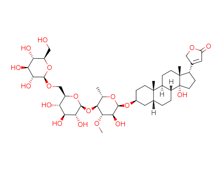 Molecular Structure of 128574-86-7 (Card-20(22)-enolide,3-[(O-b-D-glucopyranosyl-(1®6)-O-b-D-glucopyranosyl-(1®4)-6-deoxy-3-O-methyl-b-D-glucopyranosyl)oxy]-14-hydroxy-, (3b,5b)- (9CI))