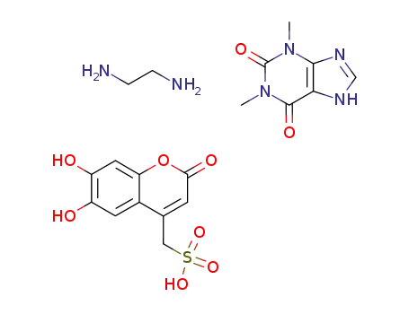 Molecular Structure of 19512-35-7 (6,7-Dihydroxy-2-oxo-2H-1-benzopyran-4-methanesulphonic acid, compound with 3,7-dihydro-1,3-dimethyl-1H-purine-2,6-dione ethane-1,2-diamine (1:1:2))