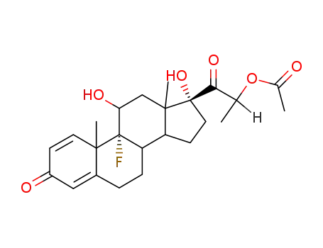 Molecular Structure of 2728-34-9 (1-[(8S,9R,10S,11S,13S,14S,17R)-9-fluoro-11,17-dihydroxy-10,13-dimethyl-3-oxo-6,7,8,9,10,11,12,13,14,15,16,17-dodecahydro-3H-cyclopenta[a]phenanthren-17-yl]-1-oxopropan-2-yl acetate (non-preferred name))