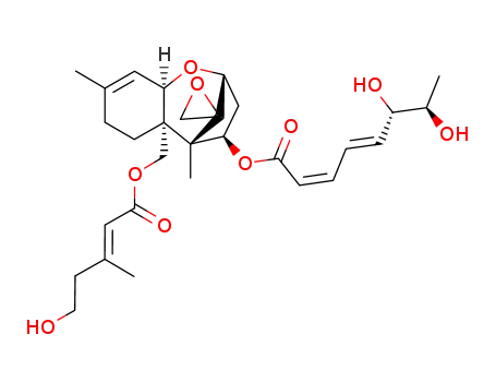 Molecular Structure of 76685-82-0 ((4alpha)-15-{[(2E)-5-hydroxy-3-methylpent-2-enoyl]oxy}-12,13-epoxytrichothec-9-en-4-yl (2Z,4E,6S,7R)-6,7-dihydroxyocta-2,4-dienoate)