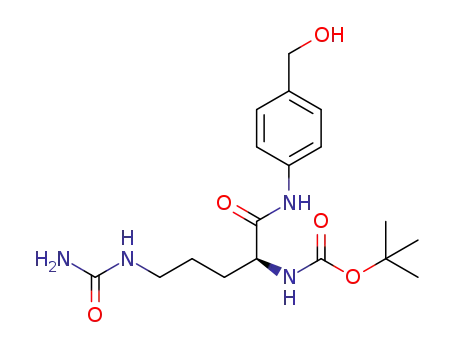 Molecular Structure of 1037793-80-8 ((S)-tert-butyl 1-(4-(hydroxymethyl)phenylamino)-1-oxo-5-ureidopentan-2-ylcarbamate)