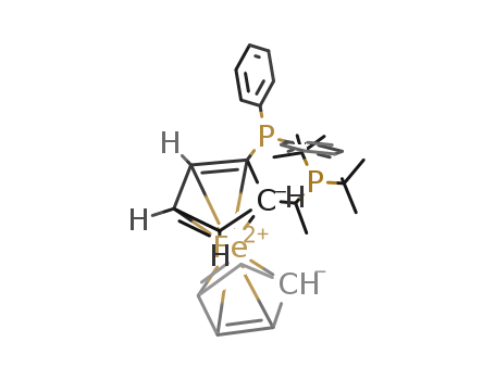 158923-11-6,(R)-(-)-1-[(S)-2-(DICYCLOHEXYLPHOSPHINO)FERROCENYL]ETHYLDI-T-BUTYLPHOSPHINE,Ferrocene,1-[1-[bis(1,1-dimethylethyl)phosphino]ethyl]-2-(dicyclohexylphosphino)-,[R-(R*,R*)]-;(R)-(-)-1-[(S)-2-(Dicyclohexylphosphino)ferrocenyl]ethyl-di-tert-butylphosphine;[(R)-1-[(S)-2-(dicyclohexylphosphino)ferrocenyl]ethyl]di-tert-butylphosphine