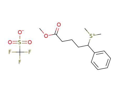 Molecular Structure of 1477519-53-1 (dimethyl (5-methoxy-5-oxo-1-phenylpentyl)sulfonium triflate)
