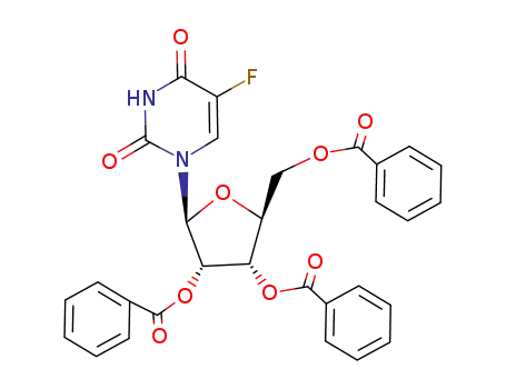 Molecular Structure of 77180-90-6 (5-FLUORO-1-(2'', 3'', 5''-TRI-O-BENZOYL-β-L-RIBOFURANOSYL)URACIL)