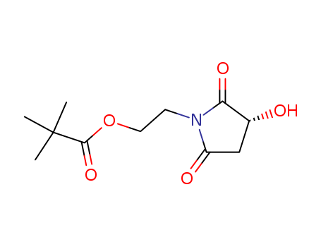 Molecular Structure of 109755-67-1 (Propanoic acid, 2,2-dimethyl-,
2-(3-hydroxy-2,5-dioxo-1-pyrrolidinyl)ethyl ester, (R)-)