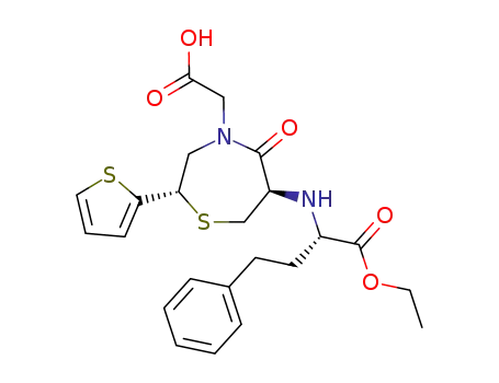 Molecular Structure of 111902-57-9 (2-[(2S)-6-[[(1S)-1-Ethoxycarbonyl-3-phenyl-propyl]amino]-5-oxo-2-thiophen-2-yl-1,4-thiazepan-4-yl]acetic acid)