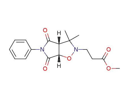 Molecular Structure of 89903-32-2 (2H-Pyrrolo[3,4-d]isoxazole-2-propanoic acid,
hexahydro-3,3-dimethyl-4,6-dioxo-5-phenyl-, methyl ester, cis-)