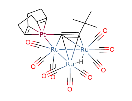 Molecular Structure of 119593-13-4 (Ru3Pt(μ-H)(μ4-η2-CC(t-Bu))(CO)9(cycloocta-1,5-diene))