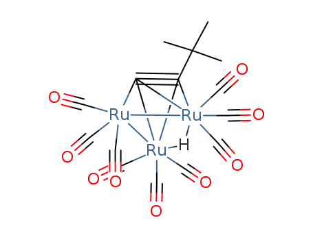Molecular Structure of 57673-31-1 (Ru3(μ-H)(μ3-η2-CC(t-Bu))(CO)9)