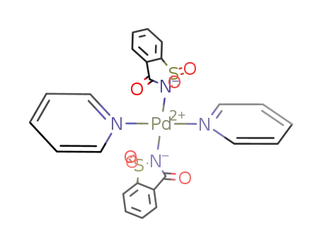 Molecular Structure of 1318240-28-6 (trans-Pd(1,1-dioxo-1,2-benzothiazol-3-one<sup>(1-)</sup>)2(pyridine)2)
