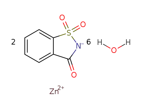 Molecular Structure of 81784-23-8 (1,2-Benzisothiazol-3(2H)-one, 1,1-dioxide, zinc salt, hexahydrate)