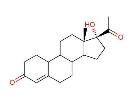 Molecular Structure of 16895-64-0 (17a-Hydroxy-19-norpregn-4-ene-3,20-dione)