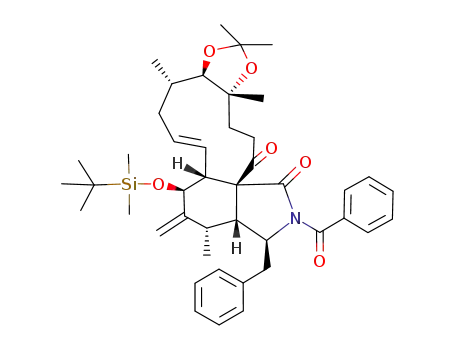 Molecular Structure of 129056-38-8 ((7S,13E,16S,17R,18R)-2-Benzoyl-7-tert-butyldimethylsilyloxy-17,18-isopropylidenedioxy-16,18-dimethyl-10-phenyl[11]cytochalasa-6<sup>(12)</sup>,13-diene-1,21-dione)