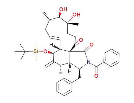 Molecular Structure of 129056-37-7 ((7S,13E,16S,17R,18R)-2-Benzoyl-7-tert-butyldimethylsilyloxy-17,18-dihydroxy-16,18-dimethyl-10-phenyl[11]cytochalasa-6<sup>(12)</sup>,13-diene-1,21-dione)