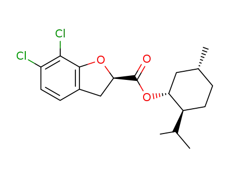 Molecular Structure of 118166-31-7 ((1R,3R,4S)-p-menth-3-yl (R)-6,7-dichloro-2,3-dibenzo<b>furan-2-carboxylate)