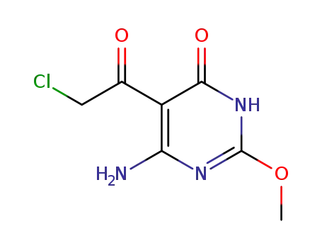 Molecular Structure of 130056-78-9 (6-amino-5-(α-chloroacetyl)-3,4-dihydro-2-methoxy-4-oxopyrimidine)