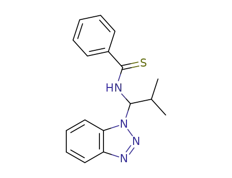 Molecular Structure of 117067-51-3 (N-(1-Benzotriazol-1-yl-2-methyl-propyl)-thiobenzamide)