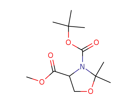 Molecular Structure of 157604-46-1 (3-(1,1-DIMETHYLETHYL)-4-METHYL-(R,S)-2,2-DIMETHYL-3,4-OXAZOLIDINEDICARBOXYLATE)