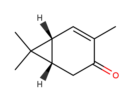 Molecular Structure of 88390-11-8 (Bicyclo[4.1.0]hept-4-en-3-one, 4,7,7-trimethyl-, (1S)-)
