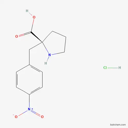Molecular Structure of 1049727-42-5 ((S)-2-(4-Nitrobenzyl)pyrrolidine-2-carboxylic acid hydrochloride)