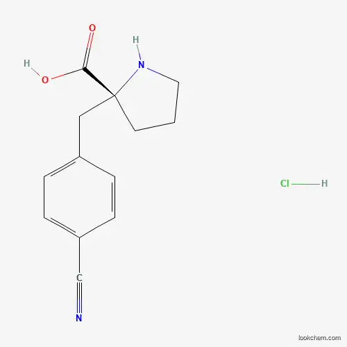 Molecular Structure of 1049728-28-0 ((R)-2-(4-Cyanobenzyl)pyrrolidine-2-carboxylic acid hydrochloride)