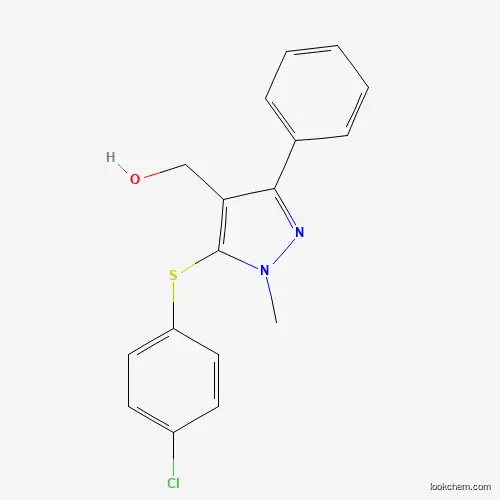 Molecular Structure of 318247-53-9 ({5-[(4-chlorophenyl)sulfanyl]-1-methyl-3-phenyl-1H-pyrazol-4-yl}methanol)