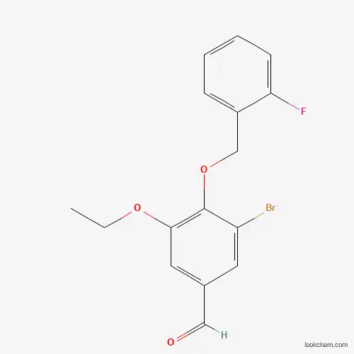 Molecular Structure of 384857-24-3 (3-Bromo-5-ethoxy-4-[(2-fluorobenzyl)oxy]benzaldehyde)