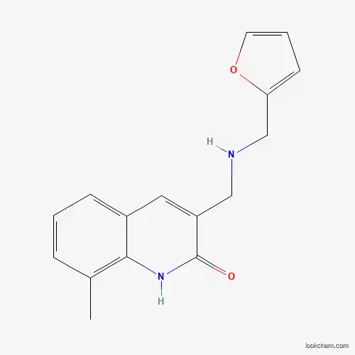 Molecular Structure of 462067-33-0 (3-{[(Furan-2-ylmethyl)-amino]-methyl}-8-methyl-1H-quinolin-2-one)