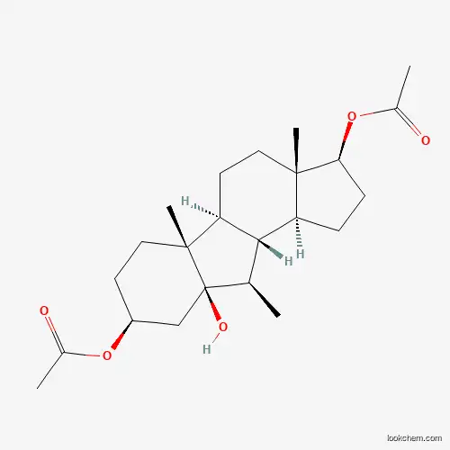 Molecular Structure of 4677-44-5 ((3s,3As,5as,5br,8s,9ar,10r,10as,10bs)-9a-hydroxy-3a,5b,10-trimethylhexadecahydrocyclopenta[a]fluorene-3,8-diyl diacetate)