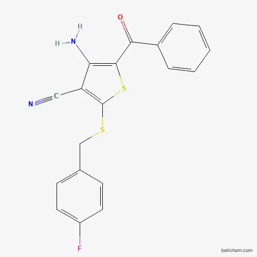 Molecular Structure of 478081-57-1 (4-Amino-5-benzoyl-2-[(4-fluorobenzyl)sulfanyl]-3-thiophenecarbonitrile)