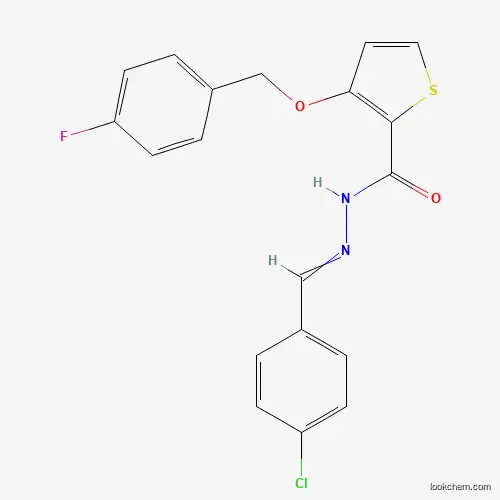 Molecular Structure of 478246-50-3 (3-[(4-Fluorophenyl)methoxy]-2-thiophenecarboxylic acid 2-[(4-chlorophenyl)methylene]hydrazide)