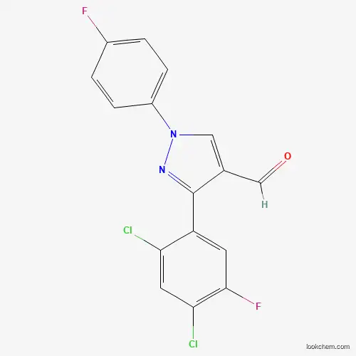 Molecular Structure of 618101-65-8 (3-(2,4-dichloro-5-fluorophenyl)-1-(4-fluorophenyl)-1H-pyrazole-4-carbaldehyde)